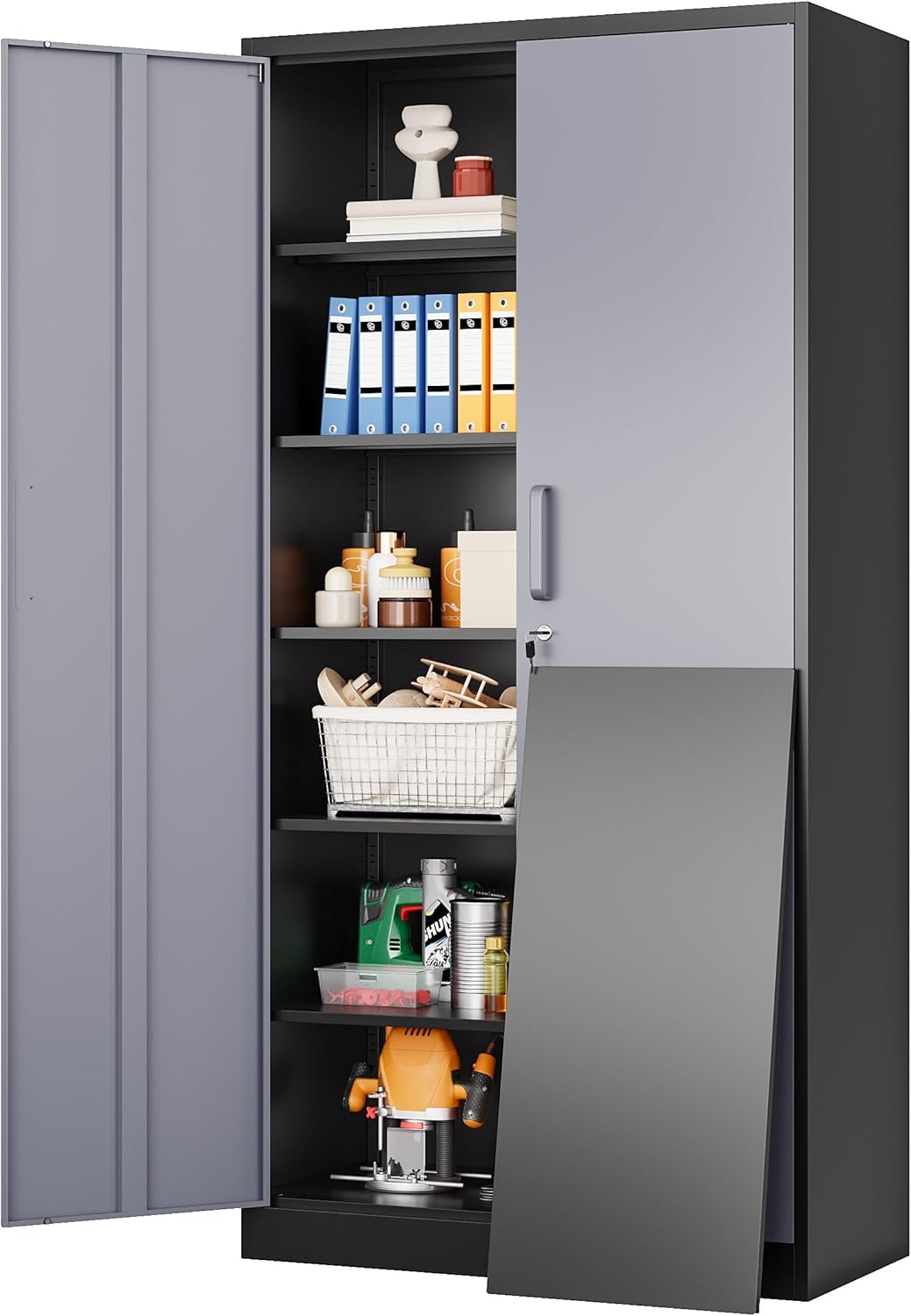 SISESOL Wide & Deep Metal Storage Cabinet with Adjustable Shelves