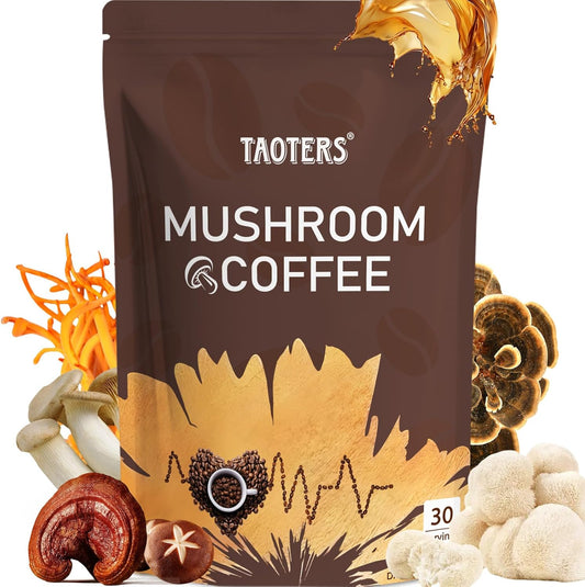 Organic Mushroom Coffee | Focus + Immunity Boost | 6 Adaptogenic Mushrooms | 30 Servings