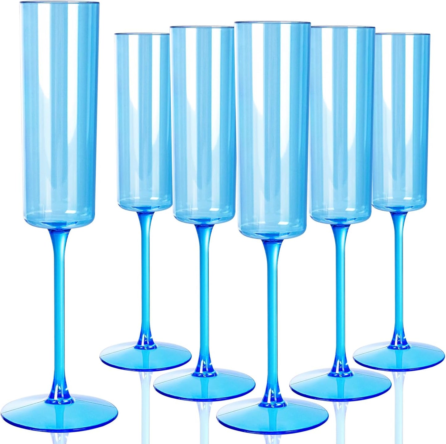 Blue Champagne Flutes - 24 Pack Plastic Toasting Glasses for Parties
