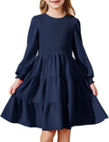 Girls Boho Long Sleeve Smocked Tiered Dress - Fall Party Wear