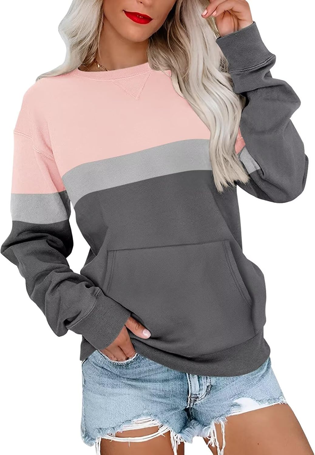 Womens Long Sleeve Sweatshirts Casual Crewneck Pullover Tops