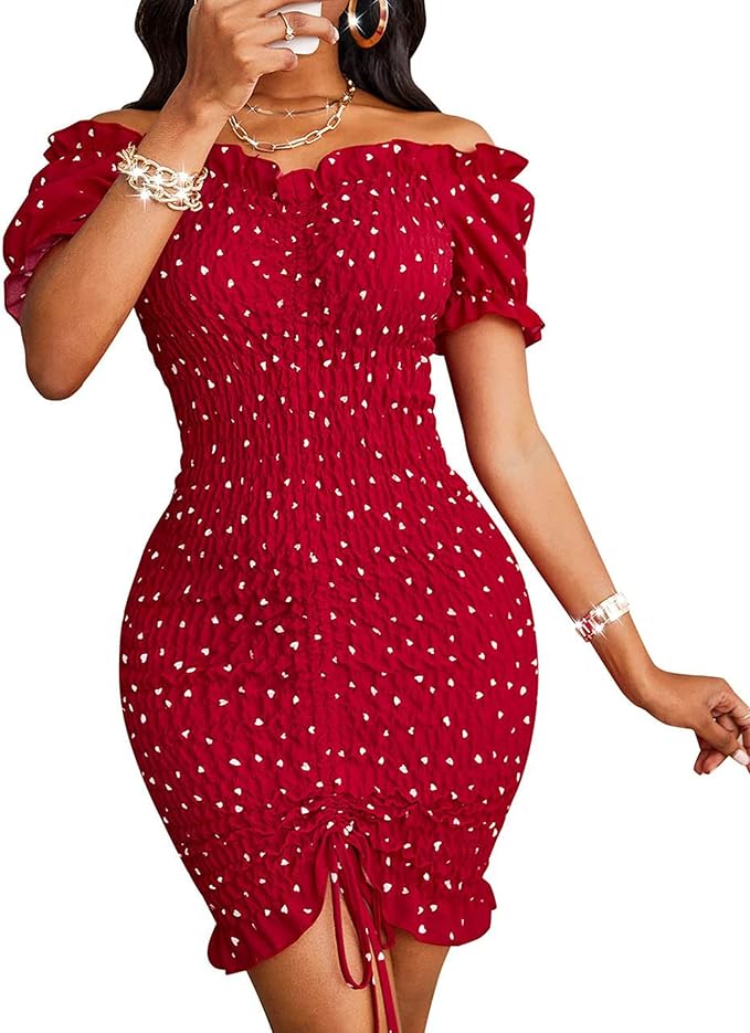 PRETTYGARDEN Women's Summer Off Shoulder Bodycon Mini Dress