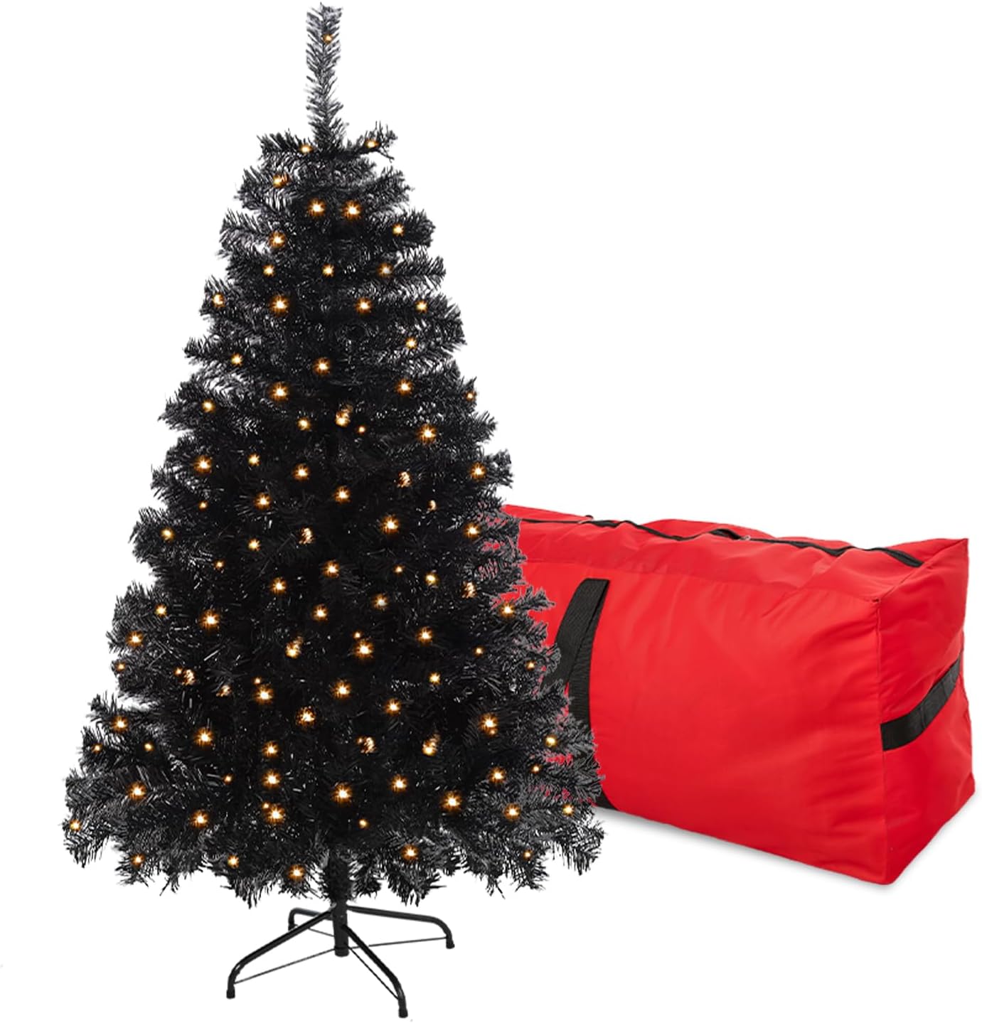 4FT Pre-Lit Black Christmas Tree for Festive Home Decor