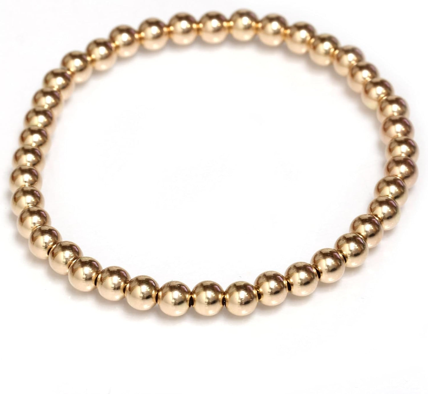 14k Gold Beaded Ball Stretch Bracelet for Women - Perfect Gift