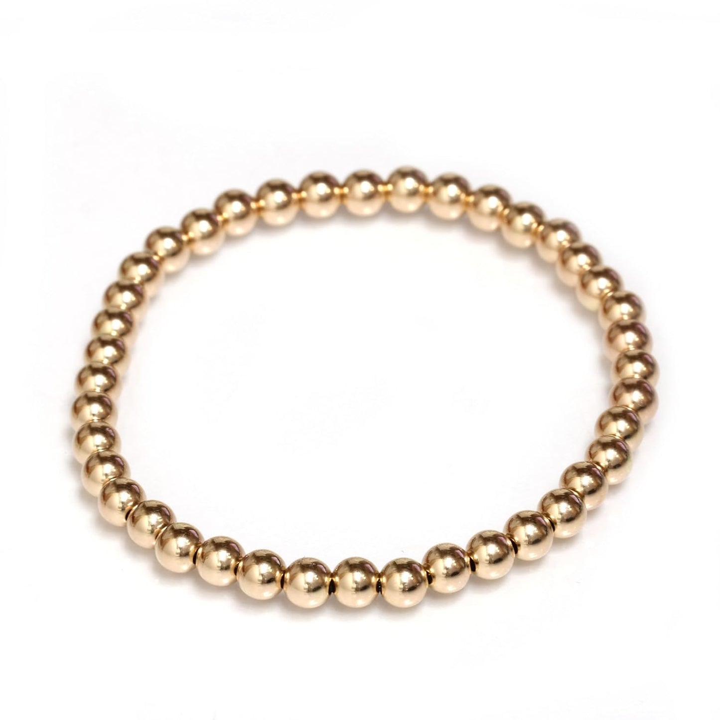 14k Gold Beaded Ball Stretch Bracelet for Women - Perfect Gift