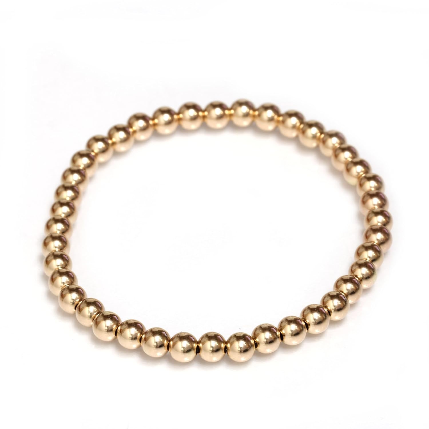 14k Gold Beaded Ball Stretch Bracelet for Women - Perfect Gift