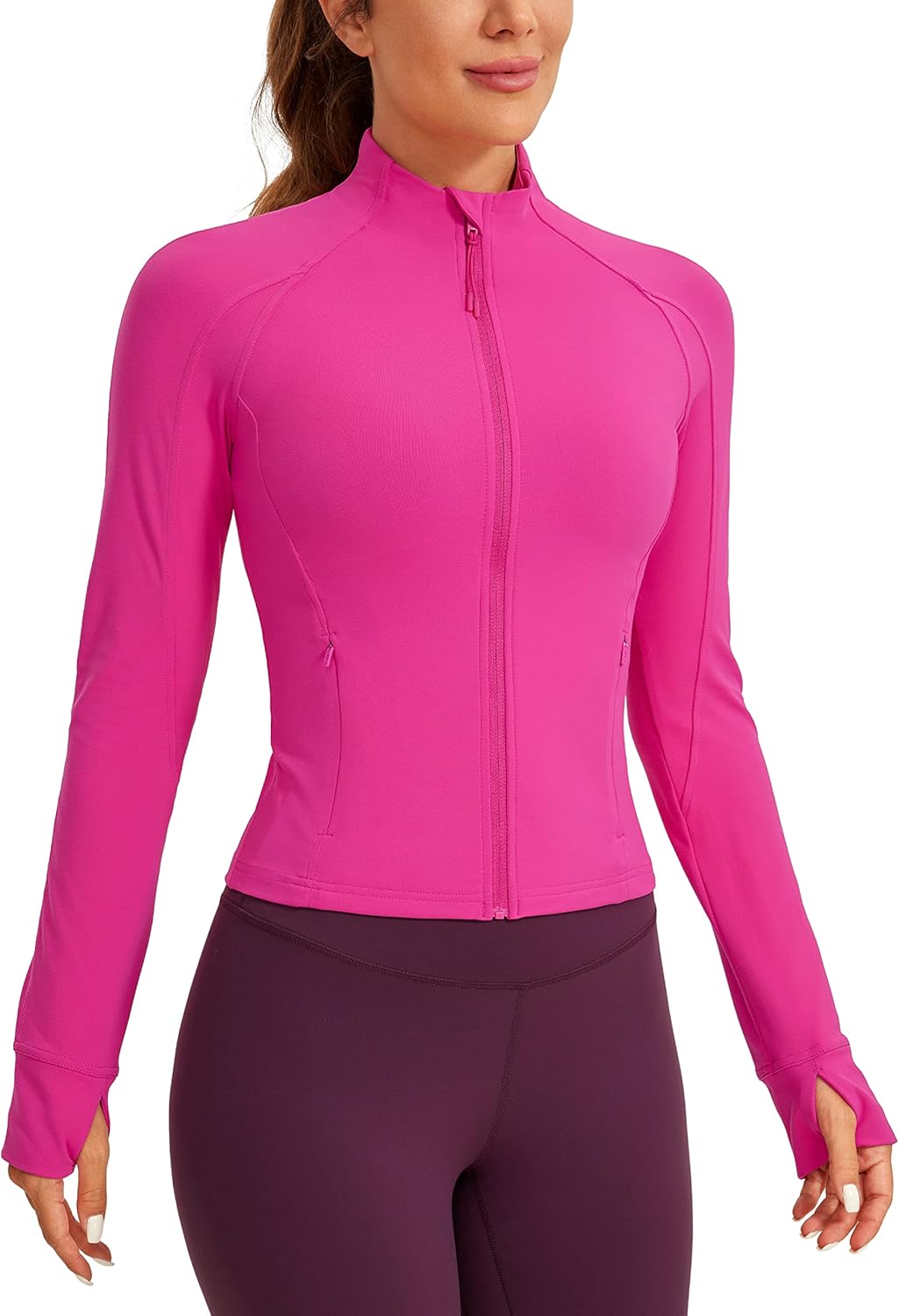CRZ YOGA Butterluxe Womens Cropped Slim Fit Workout Jacket