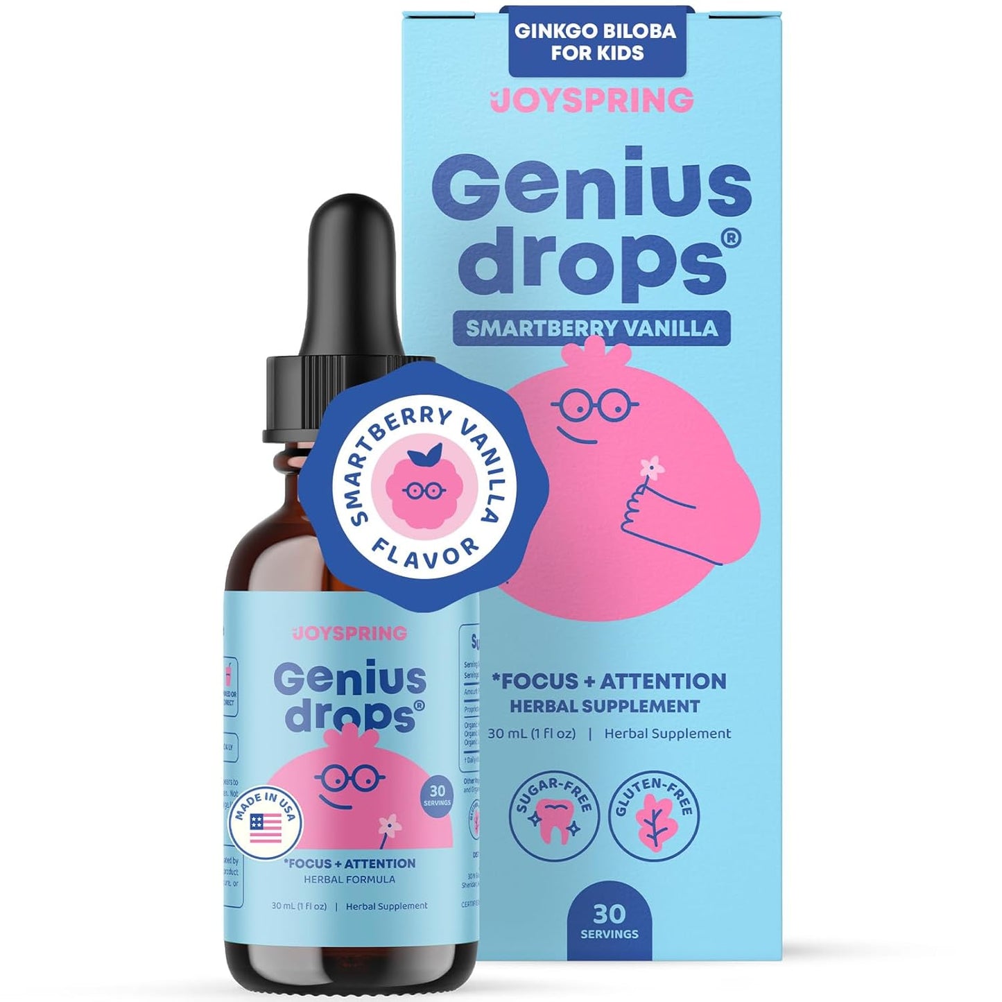 JoySpring Genius Drops Smartberry Vanilla for Kids Focus Support