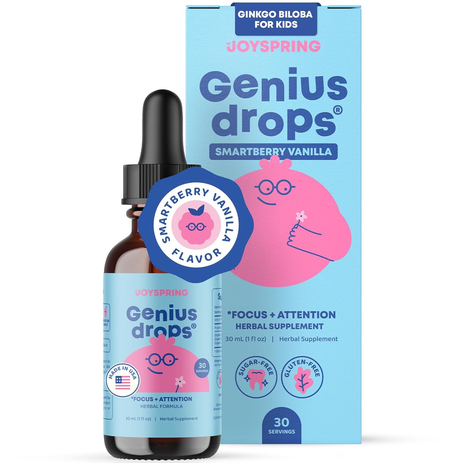 JoySpring Genius Drops Smartberry Vanilla for Kids Focus Support