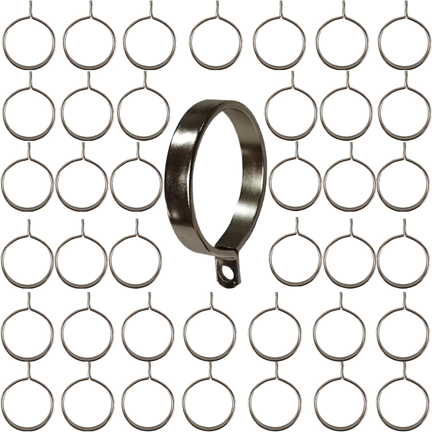 Set of 40 Nickel Drapery Rings - 1.26 Inner Dia