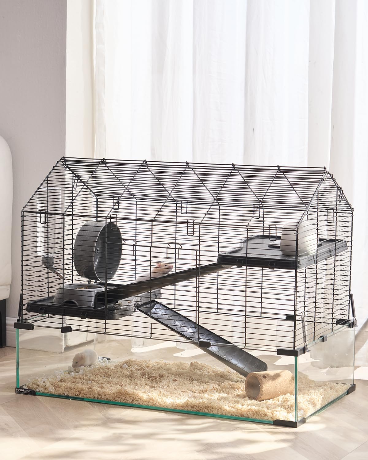 VEVOR Hamster Cage with 360 Viewing for Small Animals