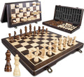 Magnetic Wooden Chess Set 15in Folding Board - Travel Ready