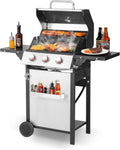 3-Burner Propane Gas Grill with Foldable Side Tables - 30,000 BTU