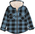 Boys Sherpa Lined Full Zip Flannel Plaid Shirt Jacket - Cozy Hooded