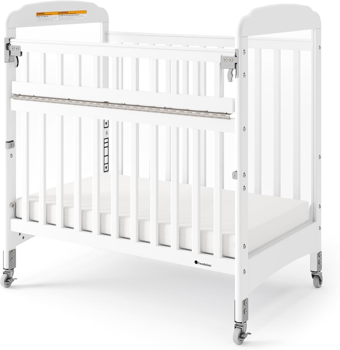 Foundations Serenity White SafeReach Clearview Crib for Babies