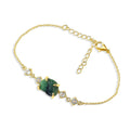 Raw Emerald Chain Bracelet May Birthstone Gift - Genuine Rough Stone