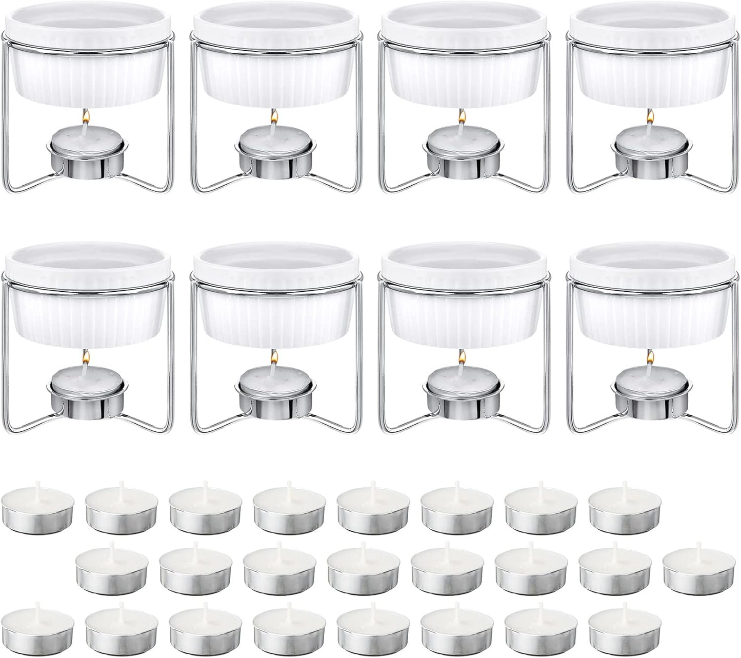 Treela 40 Pieces Ceramic Butter Warmers Set for Fondue Lovers