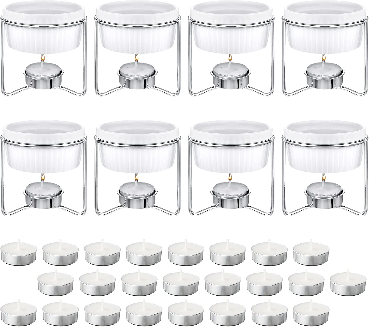 Treela 40 Pieces Ceramic Butter Warmers Set for Fondue Lovers