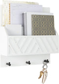 Wall-Mounted Mail and Key Holder White Wooden 2-Tier Organizer