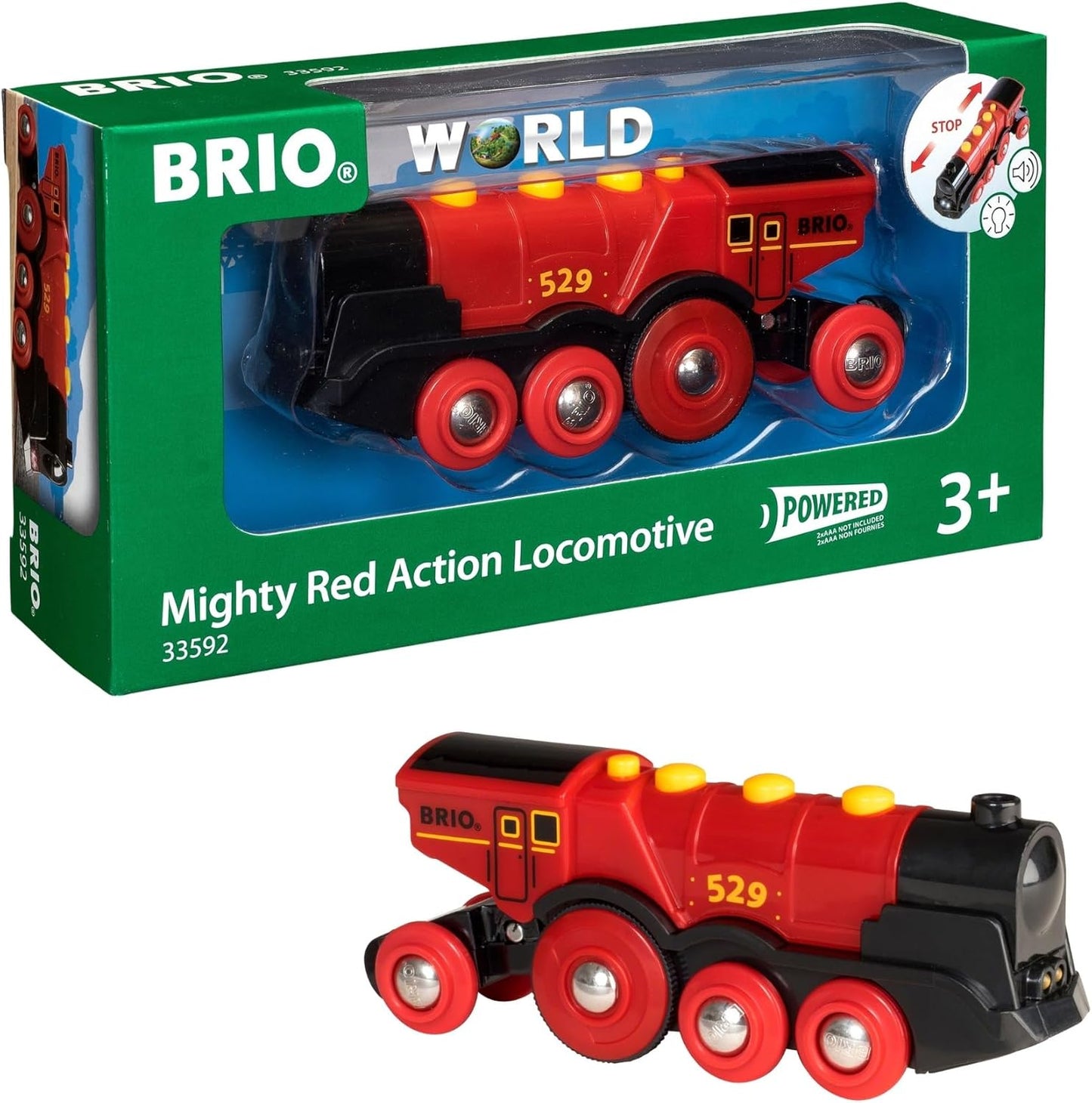 BRIO World Mighty Red Action Locomotive - Battery-Operated Train