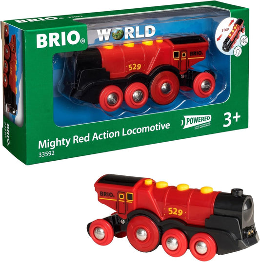 BRIO World Mighty Red Action Locomotive - Battery-Operated Train