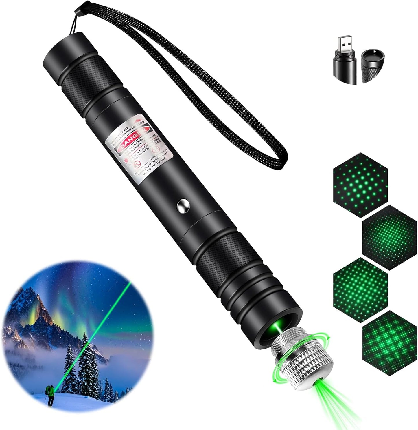 High Power Green Laser Pointer - Long Range USB Charge