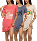 Women's Short Sleeve Nightgown Dress 3 Pack - Soft (Style NDWQ)