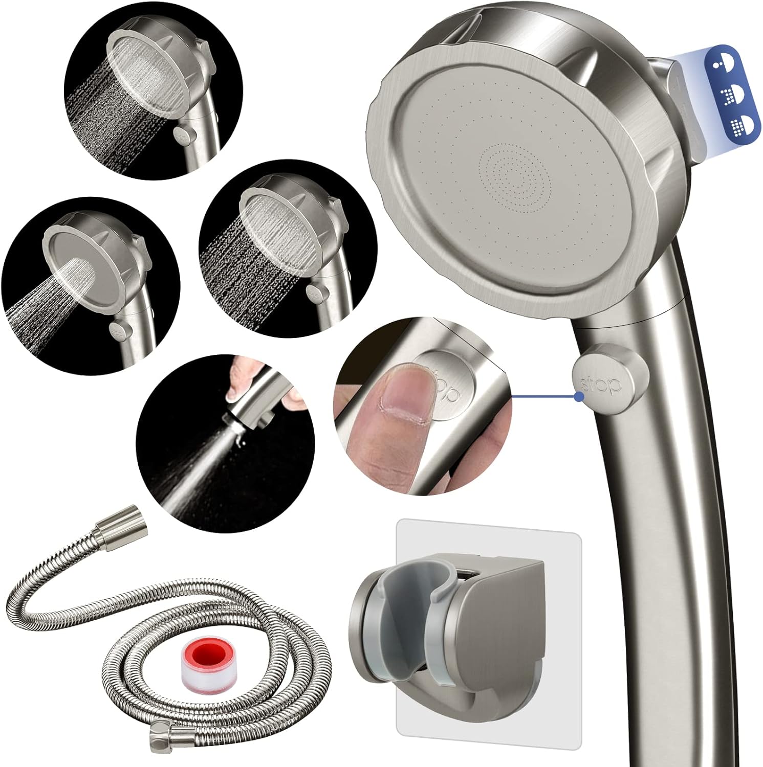 High Pressure Shower Head with Pause Button for RV Campers