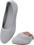 Puxowe Womens Ballet Flat Shoes Round Toe Knit Slip On (Style 8FMR)