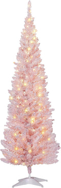 Pre-Lit Slim Noble Fir 6 ft Artificial Christmas Tree - Slim Pink