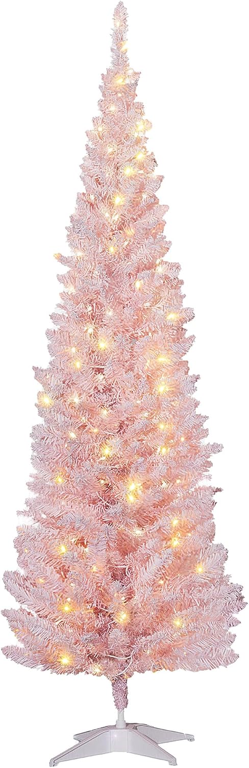 HOMCOM 6ft Tall Pre-Lit Slim Noble Fir Christmas Tree Review