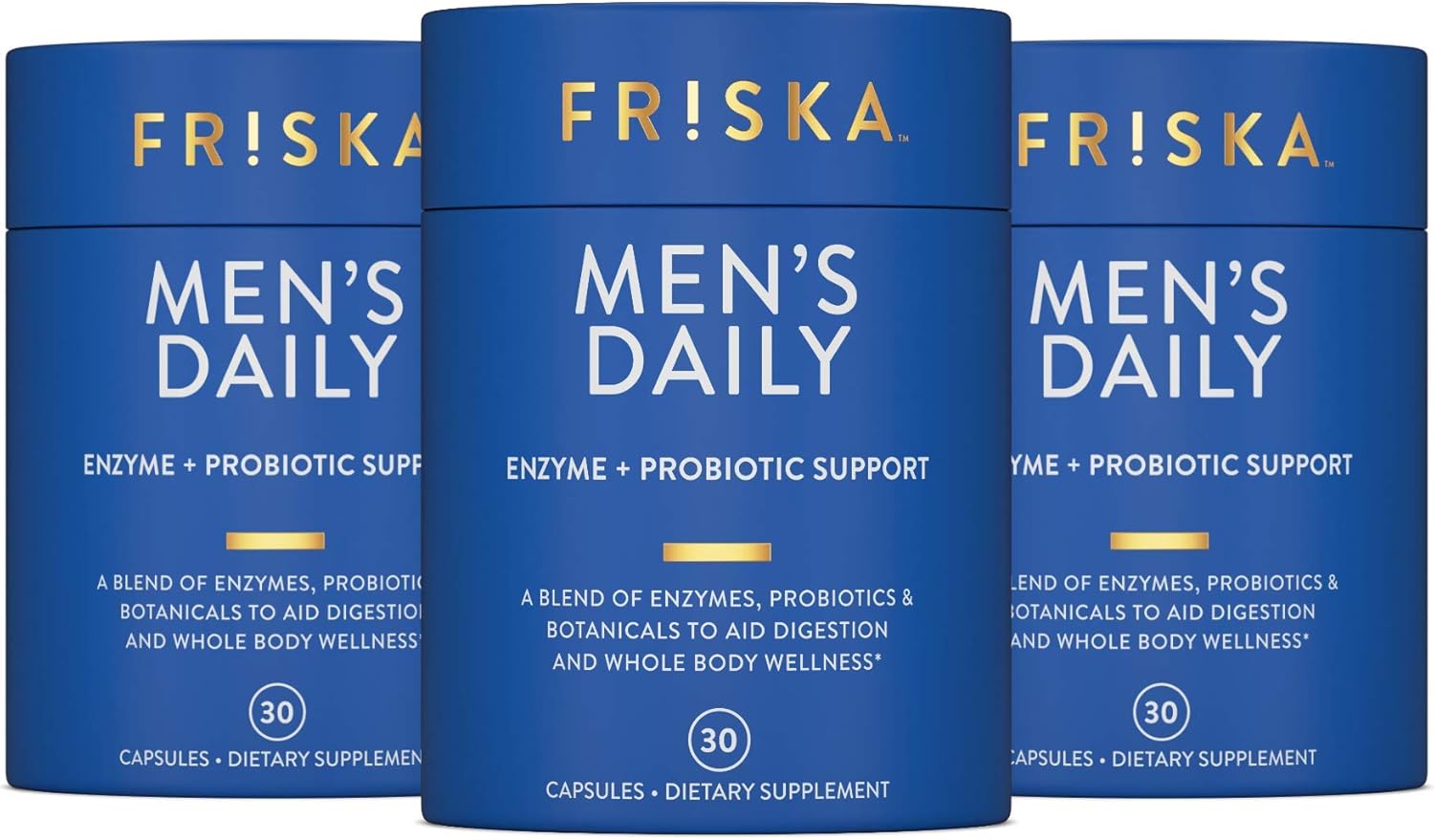 FRISKA Mens Daily Digestive Enzyme and Probiotics Supplement