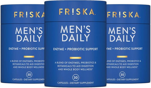 FRISKA Mens Daily Digestive Enzyme and Probiotics Supplement