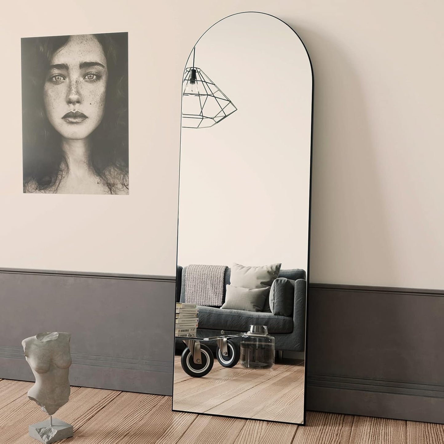 BEAUTYPEAK 64inx21in Arch Full Length Mirror for Any Room
