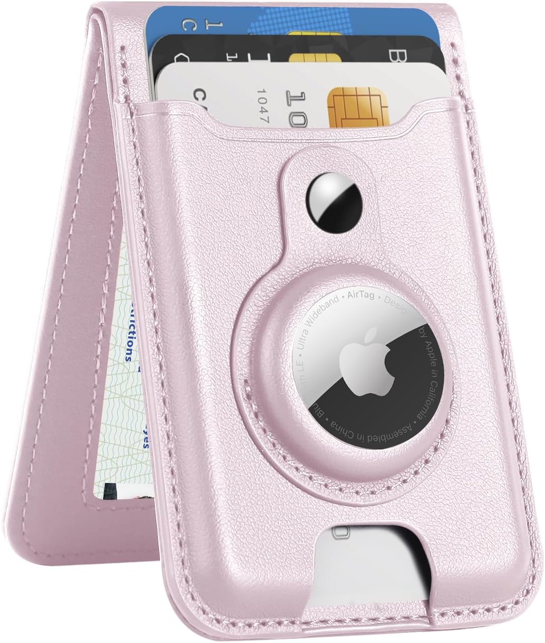 HiWe Magnetic Wallet Stand with Airtag Holder for iPhone Series