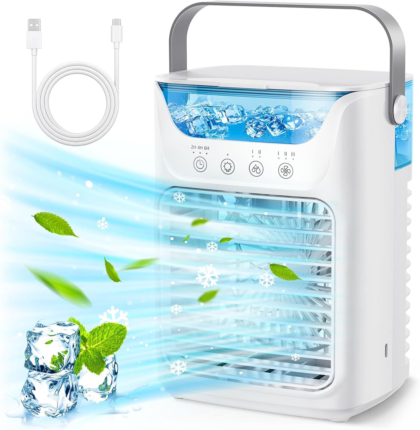 Bewinner Portable 4-in-1 Air Cooler: Powerful Cooling & Ambient Lighting