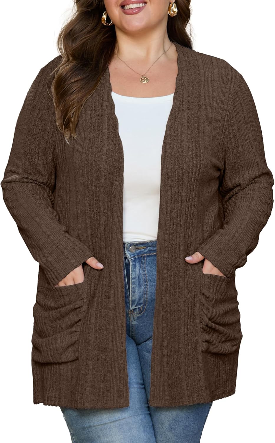 Plus Size Cardigan for Women by OLRIK - Soft Knit Sweater