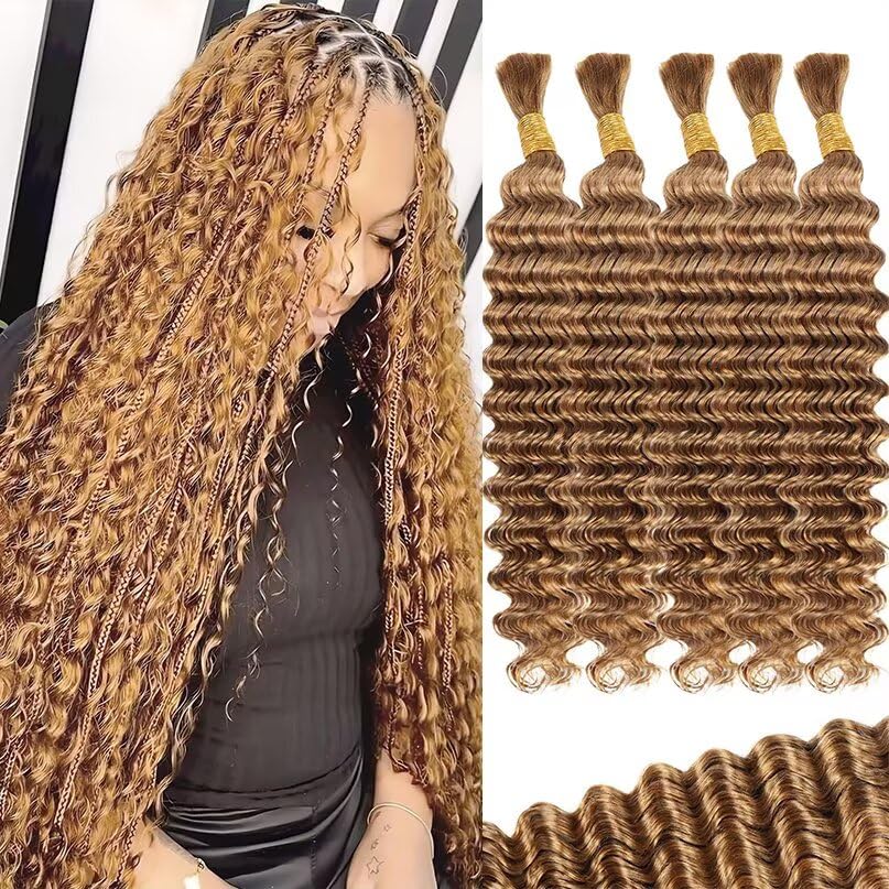12A #27 Honey Blonde Human Braiding Hair for Boho Styles