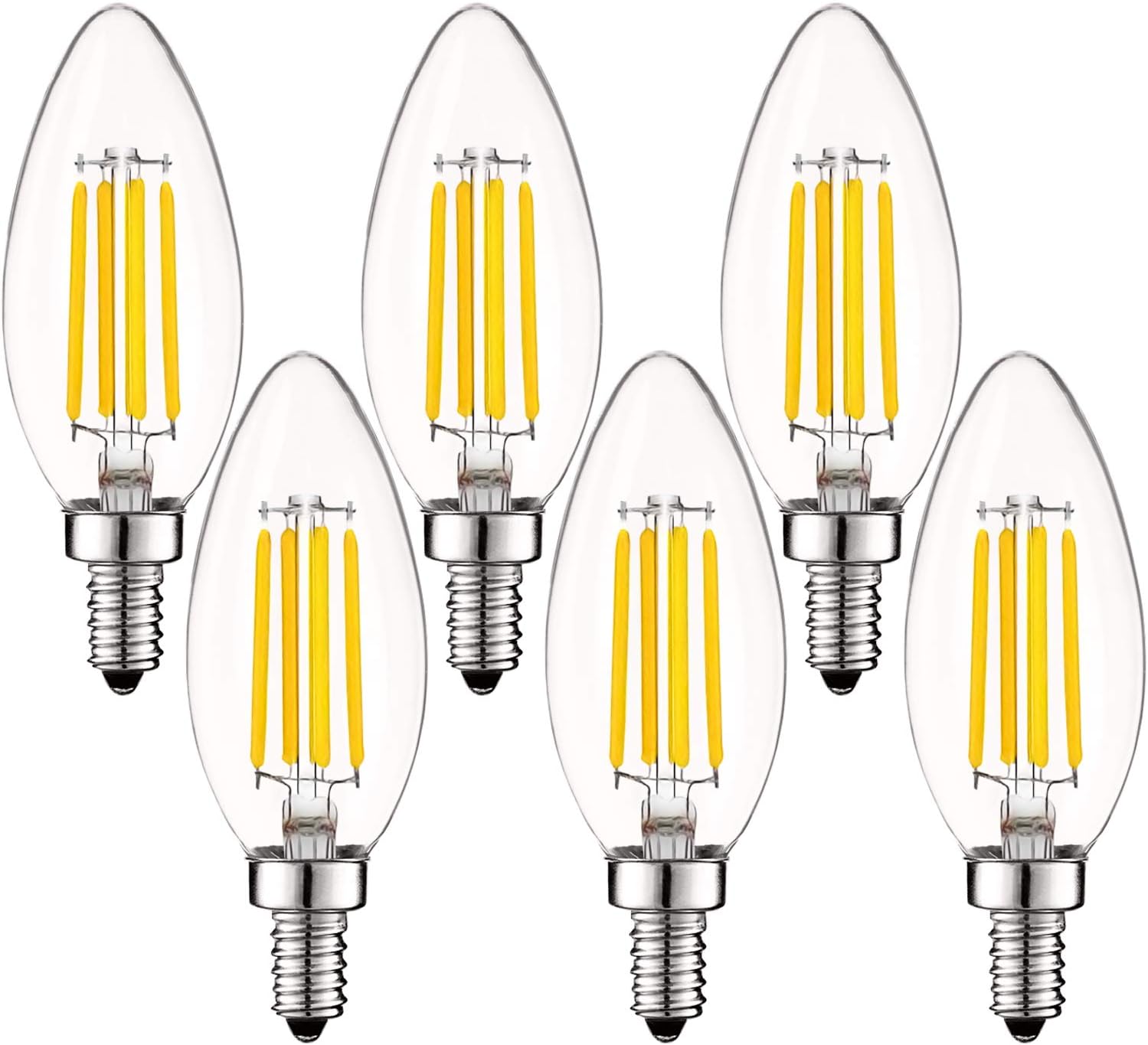 LUXRITE Vintage Candelabra LED Bulb 60W Equivalent for Chandelier
