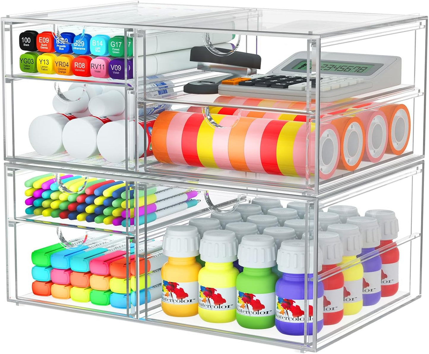 Clear Desk Organizer Set - 7 Drawer Storage