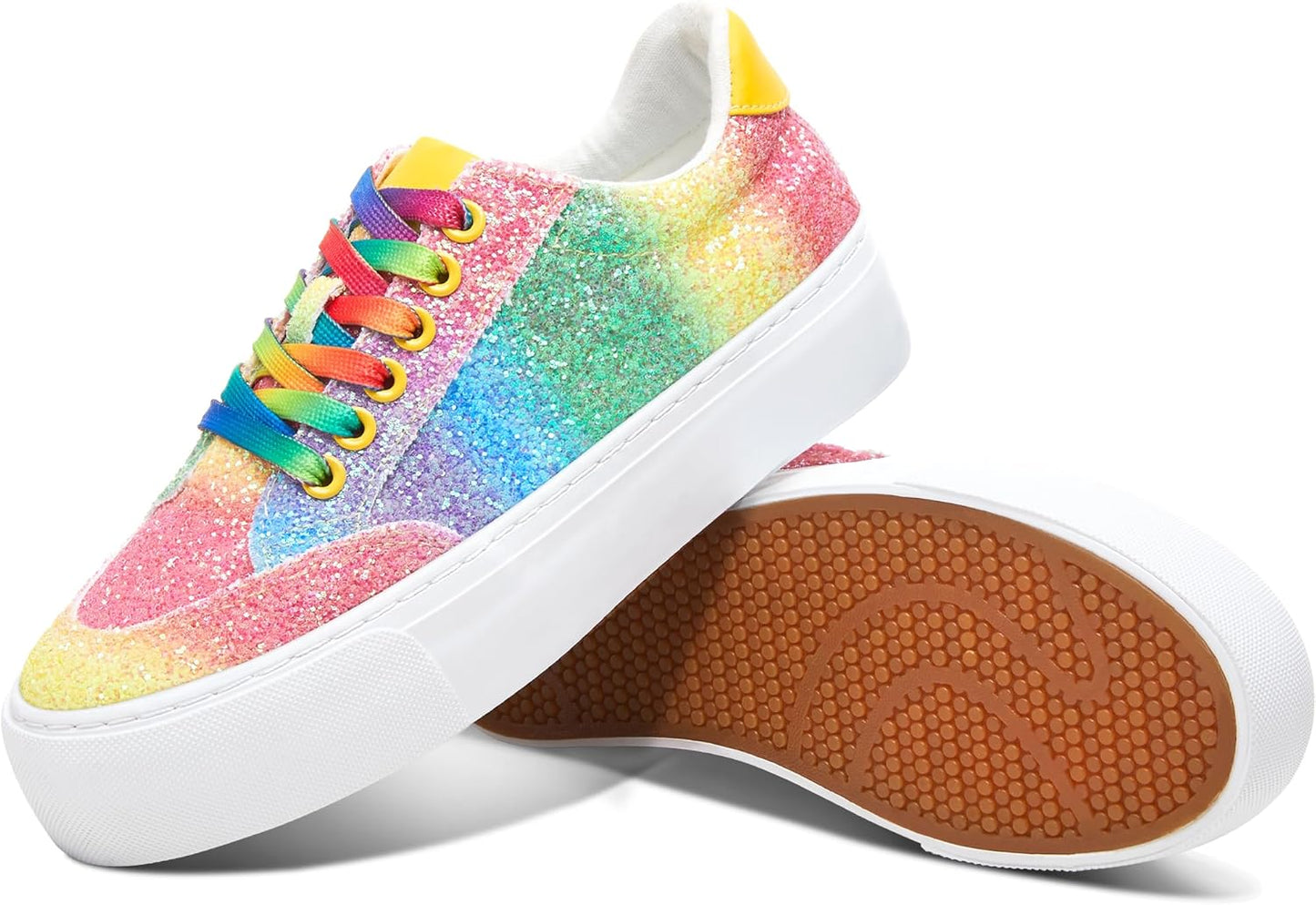 Glitter Platform Sneakers for Women - Casual Sequin Bling Shoes