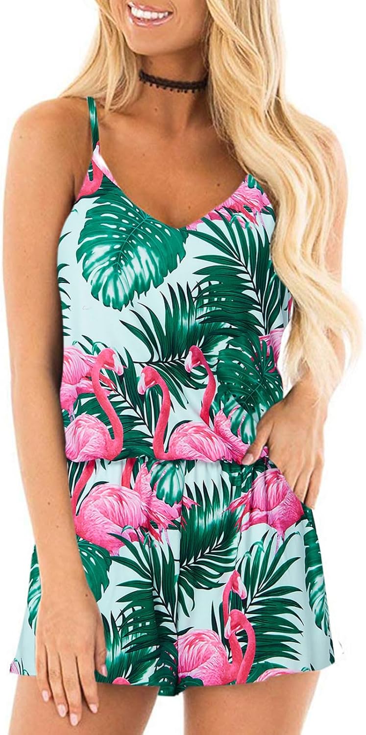 RAISEVERN Womens Romper Casual Short Jumpsuit with Pockets