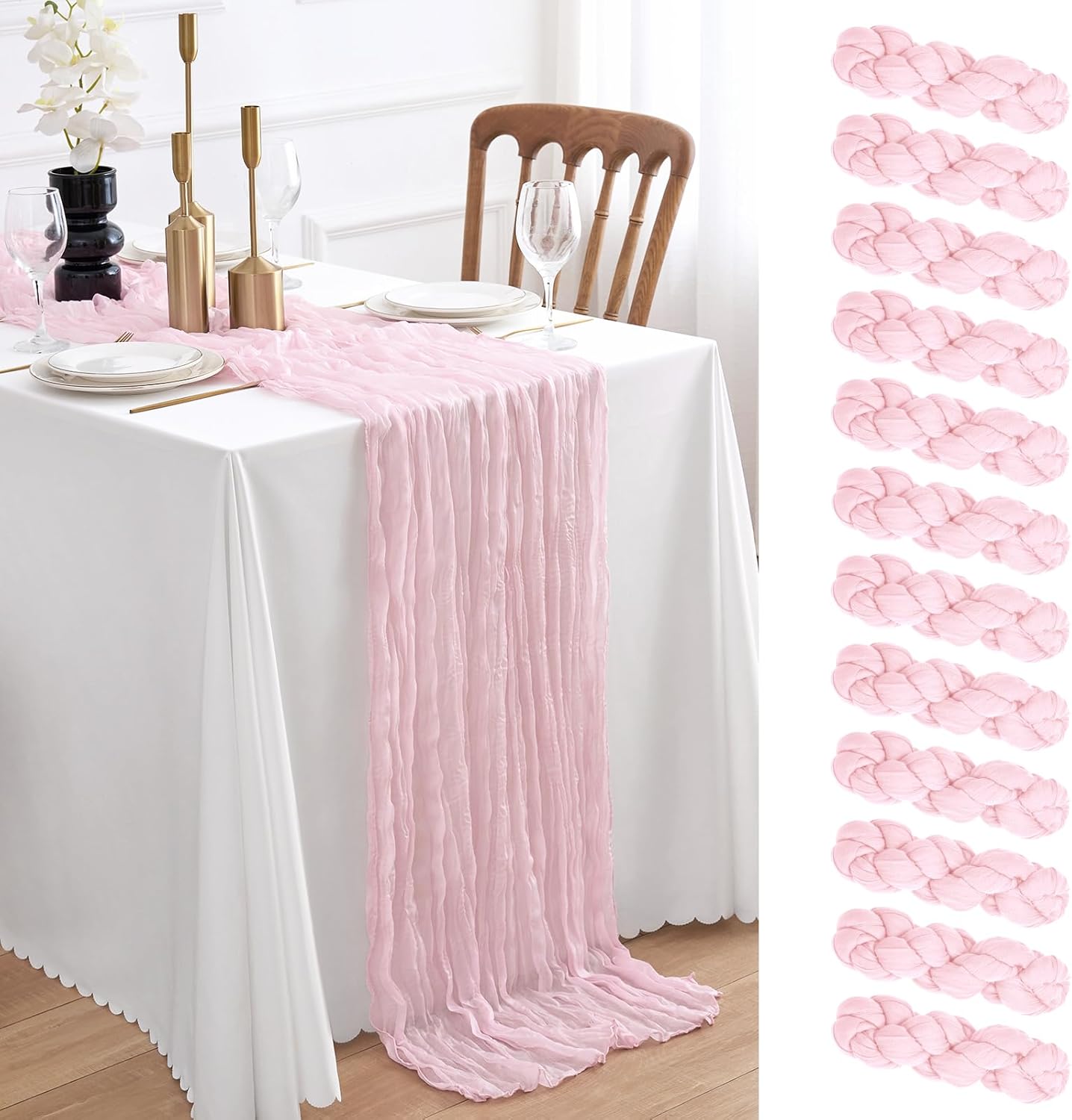 Light Pink Cheesecloth Table Runner for Elegant Events