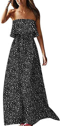 Off The Shoulder Maxi Dress - Boho Blue White Porcelain Style
