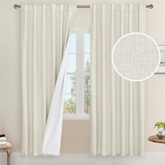 LAMIT Natural 100% Blackout Linen Curtains for Elegant Homes