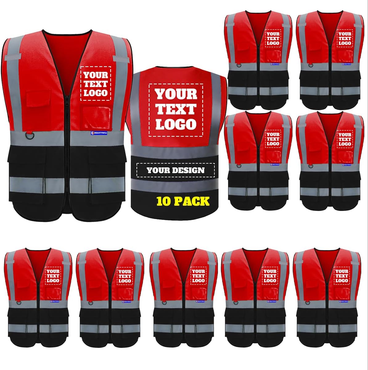 Custom Safety Vest with Logo Visibility for Work and Security