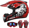 Youth Dirt Bike Helmet with Goggles & Gloves - Safe, DOT-Approved
