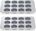 12-Cup Muffin Pan Duo Gray - Non-Toxic Ceramic Nonstick