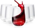 36 Pack Plastic Ribbed Wine Glasses 15Oz - Unbreakable Clear Stemless