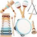 Baby Musical Instruments Montessori Wooden Percussion Set - Neutral